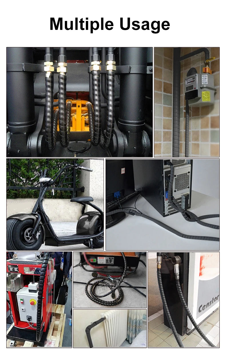 2Meters Spiral Cable Protector Line Organizer Tube Motorcycle Wire Protect Sleeve Flame Retardant Anti-Bite Cover Charger Cable