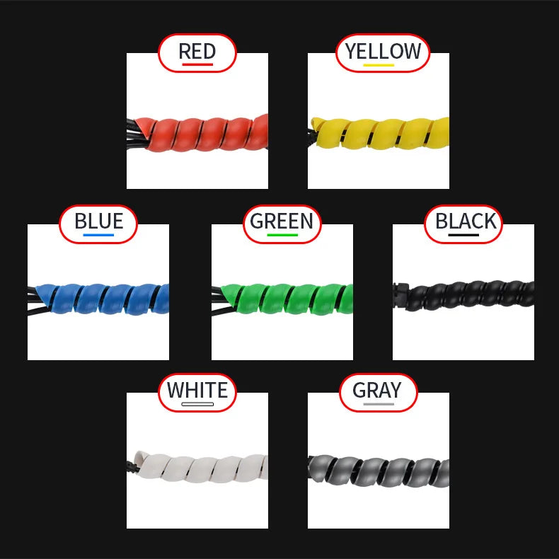 2Meters Spiral Cable Protector Line Organizer Tube Motorcycle Wire Protect Sleeve Flame Retardant Anti-Bite Cover Charger Cable