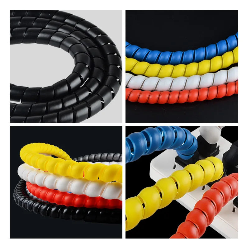 2Meters Spiral Cable Protector Line Organizer Tube Motorcycle Wire Protect Sleeve Flame Retardant Anti-Bite Cover Charger Cable