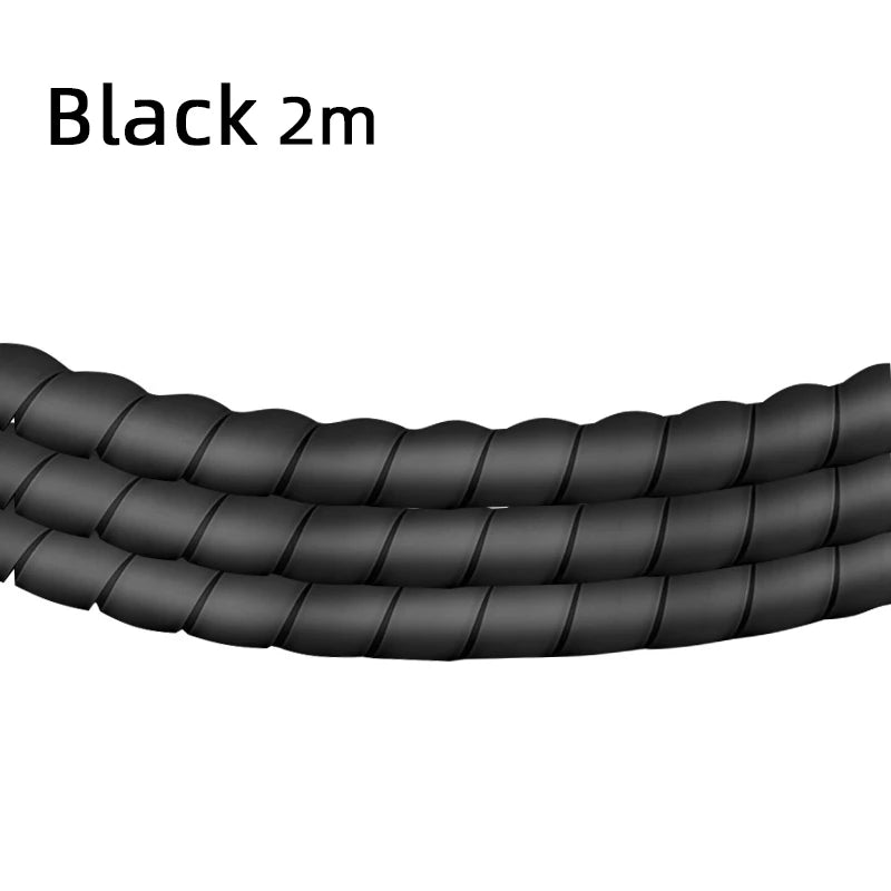 2Meters Spiral Cable Protector Line Organizer Tube Motorcycle Wire Protect Sleeve Flame Retardant Anti-Bite Cover Charger Cable