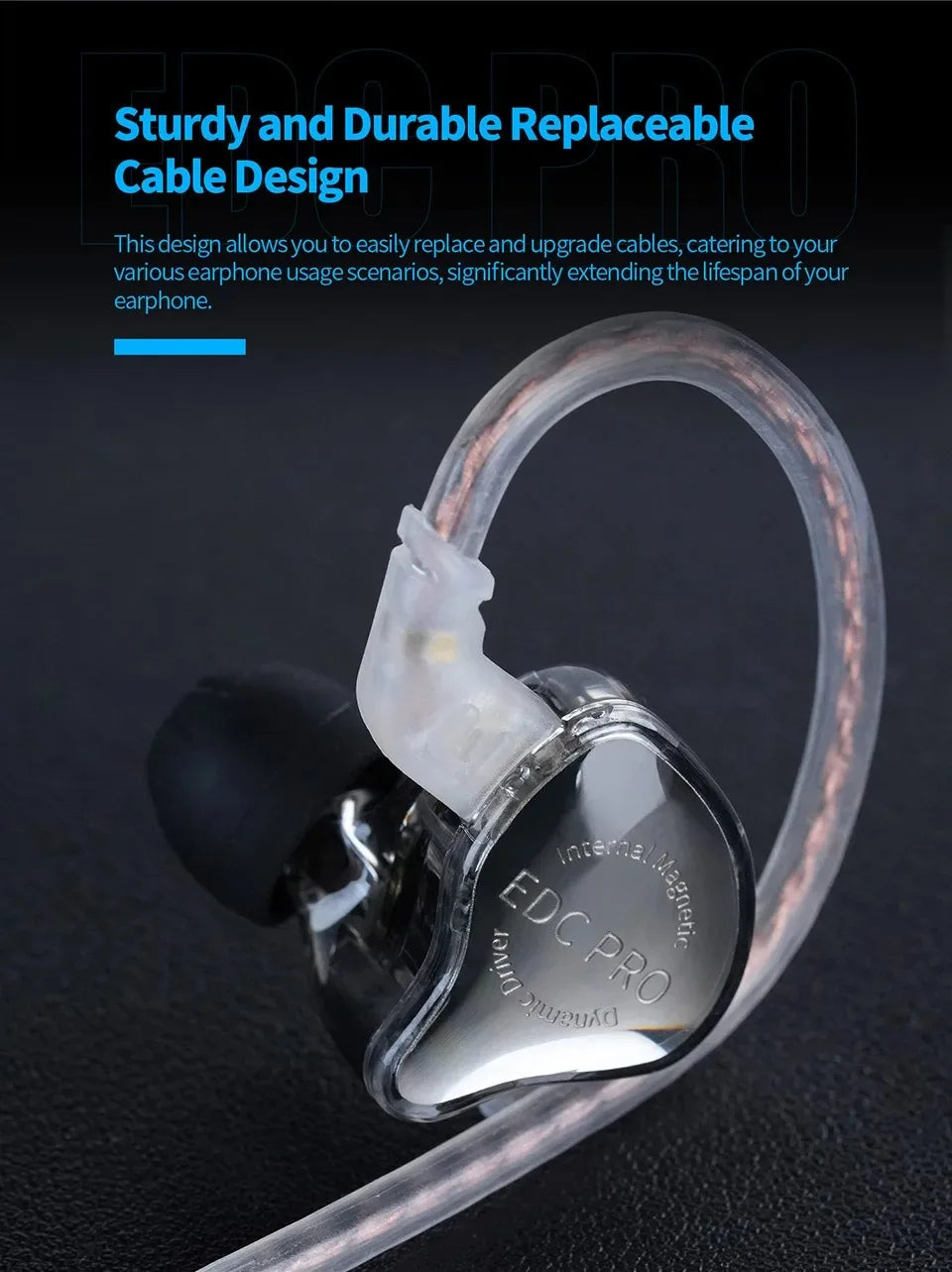 NEW KZ EDC PRO Best In-ear Wired Earphones HIFI Bass Dynamic Monitor 3D Stereo Earbuds Noise Cancel With Detachable Audio Cable