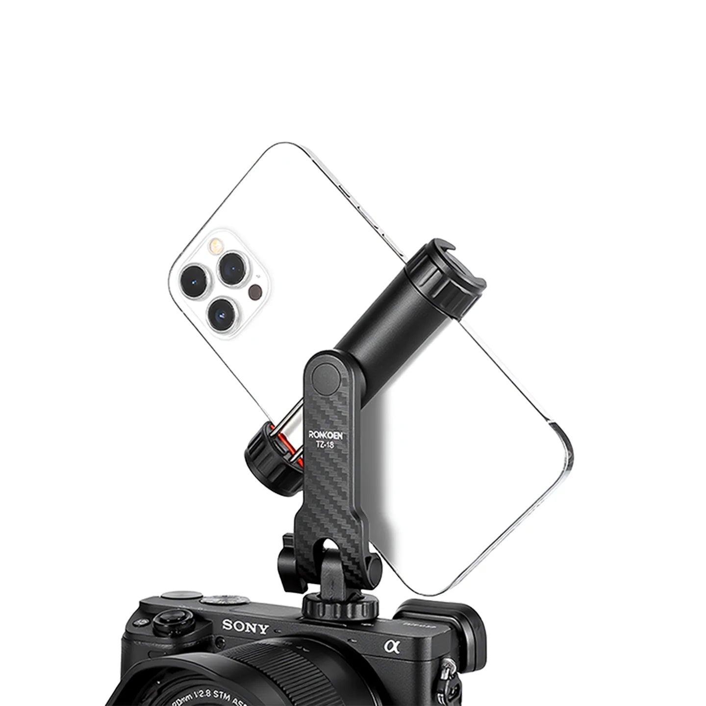 Ronkoen TZ-18 For Samsung iPhone Xiaomi Cellphone Universal 360° Mobile Phone Clip Holder for 1/4 Screw Tripod Mount Adapter