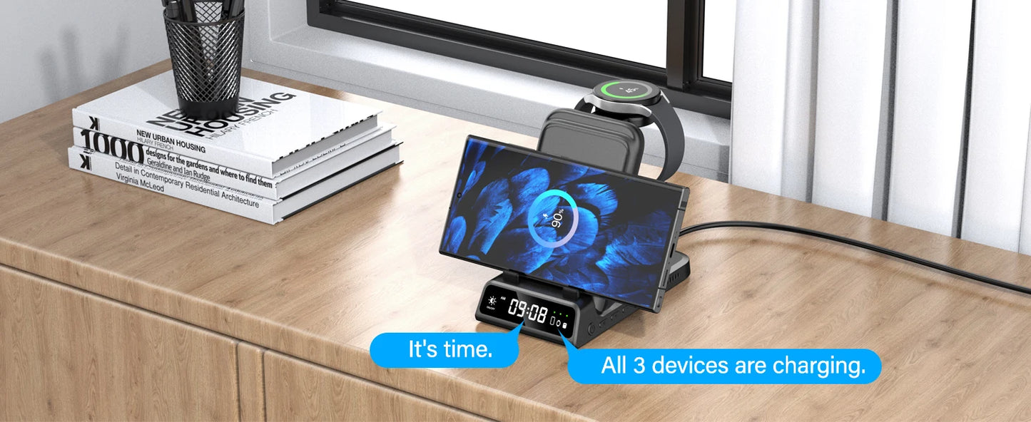 SwanScout 703S Wireless Charger for Samsung S25 Ultra S24 Z Fold 7 Z Flip 7 Charging Station for Galaxy Watch 8 7 for Buds 3 pro