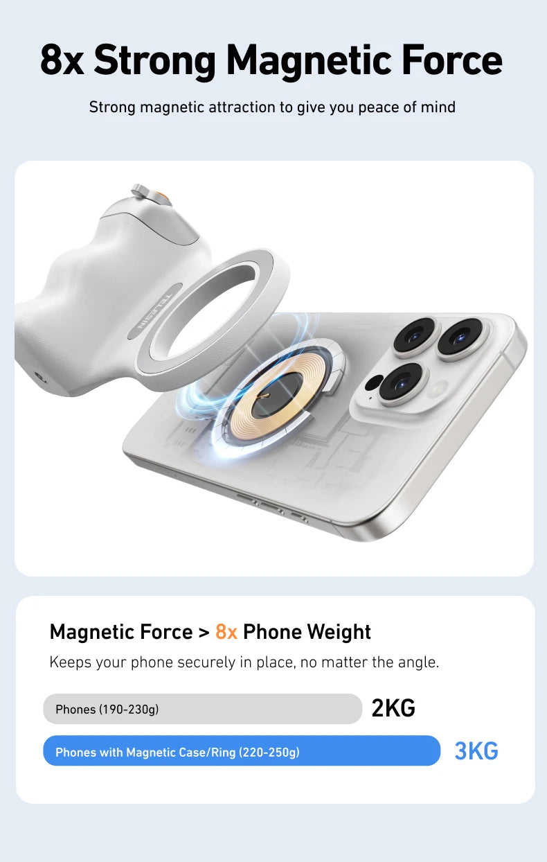TELESIN Magnetic Phone Camera Shoot Hand Grip Phone Holder Shooting Aid Remote Control Handle for Iphone HUAWEI SAMSUNG Phone