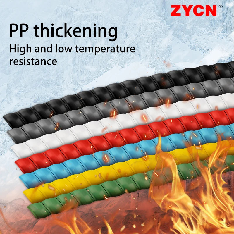 2Meters Spiral Cable Protector Line Organizer Tube Motorcycle Wire Protect Sleeve Flame Retardant Anti-Bite Cover Charger Cable