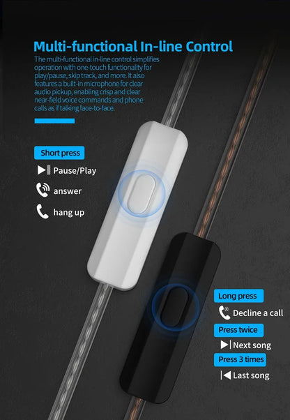 NEW KZ EDC PRO Best In-ear Wired Earphones HIFI Bass Dynamic Monitor 3D Stereo Earbuds Noise Cancel With Detachable Audio Cable
