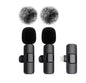 2 Pcs Wireless Lavalier Microphone for iPhone Android iPad, Mini Clip-on Mic with Crystal Clear Sound Quality