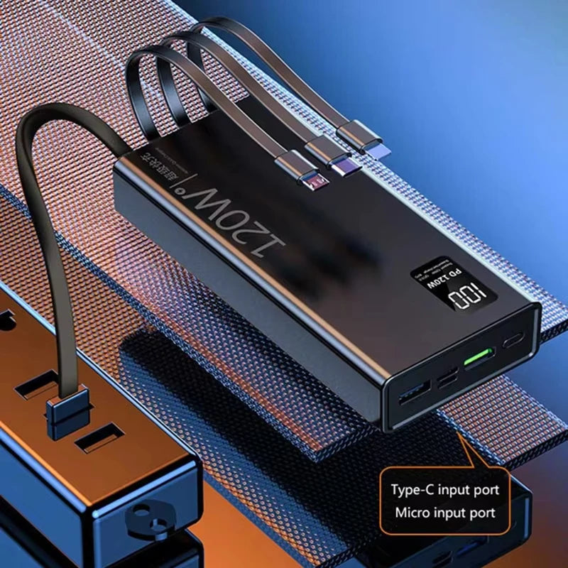 Lenovo 4-in-1 Power Bank 120W 500000mAh High Capacity With Cables Super Fast Charging Portable Charger For iPhone Samsung 2026