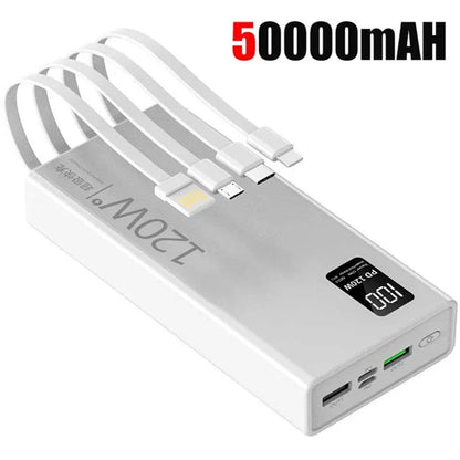 Lenovo 4-in-1 Power Bank 120W 500000mAh High Capacity With Cables Super Fast Charging Portable Charger For iPhone Samsung 2026